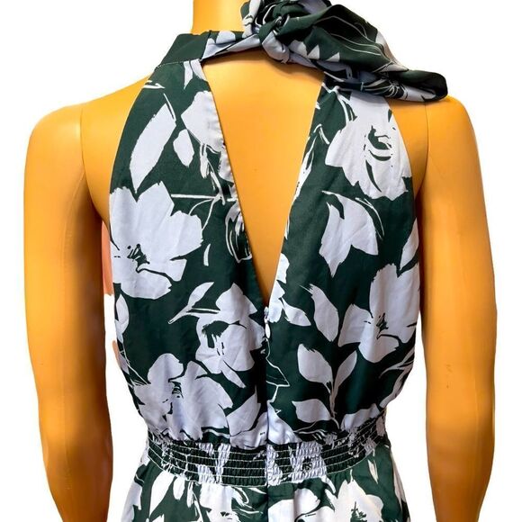 1901 Blue and Green Floral Halter Tie Back Dress Size 4 - Picture 8 of 16